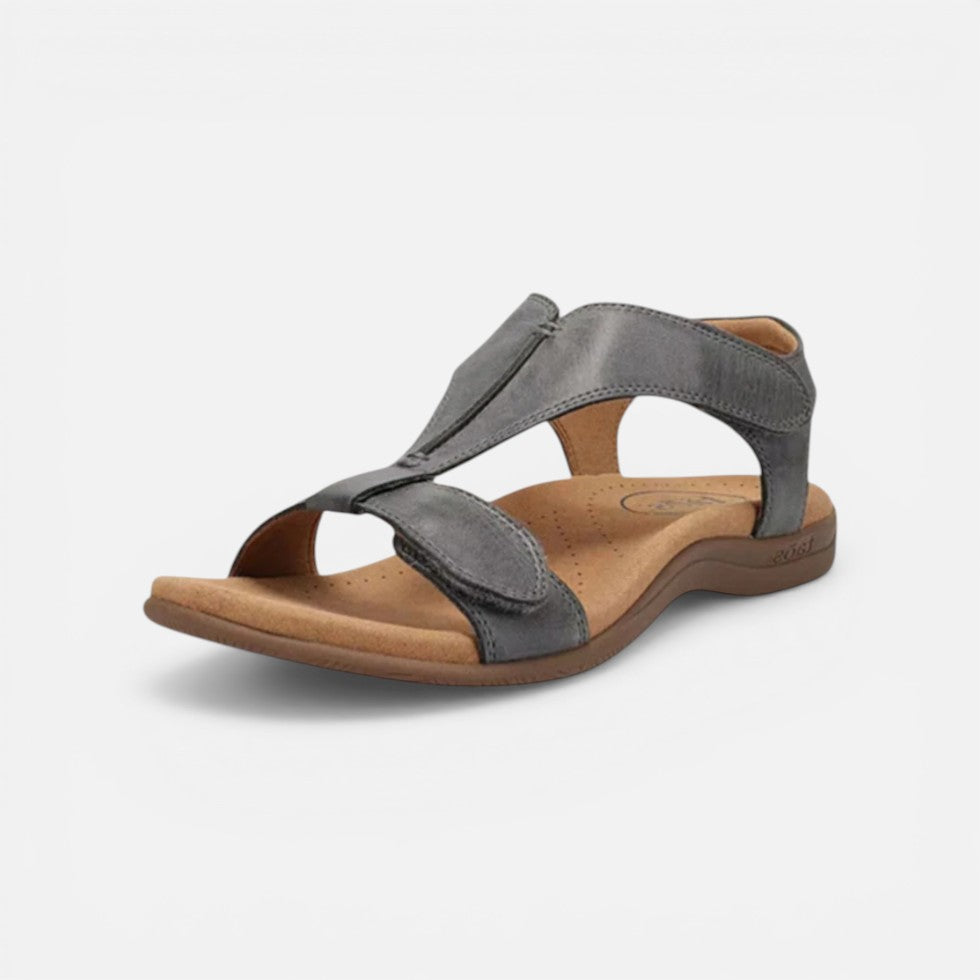 Damesandaler med velcrolukning og åben tå