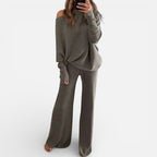 Damen Zweiteiliges Strickset mit weitem Bein und lockerem Oberteil