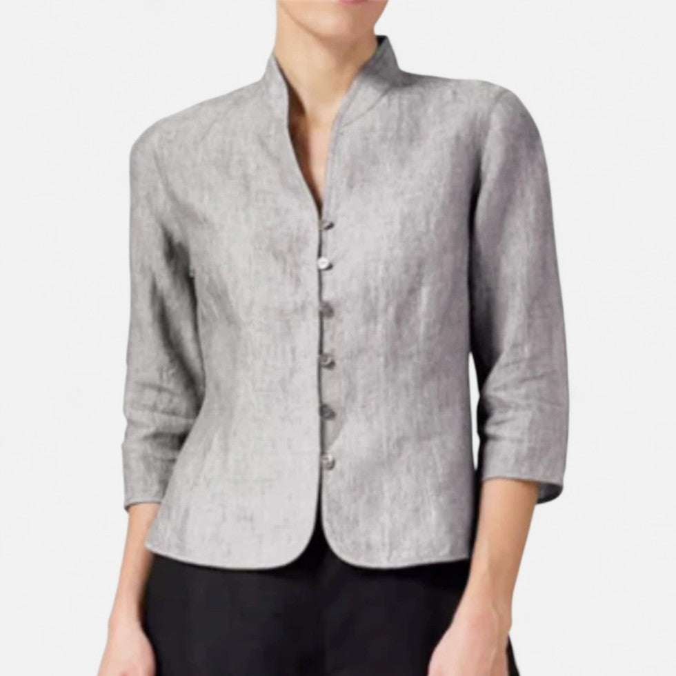 Lockere Leinenbluse mit Rundhalsausschnitt für Damen