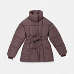 Wattierte Damenjacke mit Bindegürtel