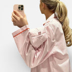 Women's pajama set with button placket and striped design