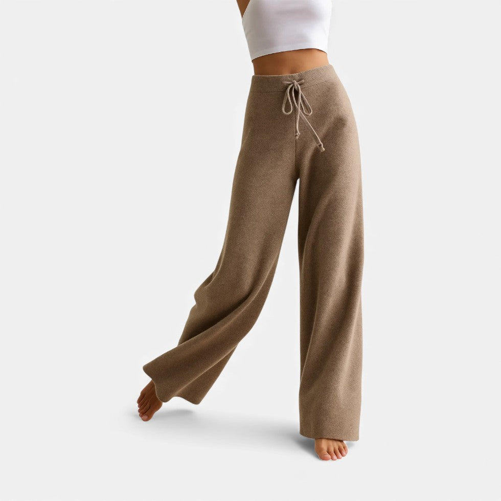 Damen Kaschmir Strickhose mit weitem Bein