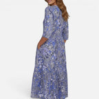 Midikleid V Ausschnitt Dreiviertelarm Florales Muster