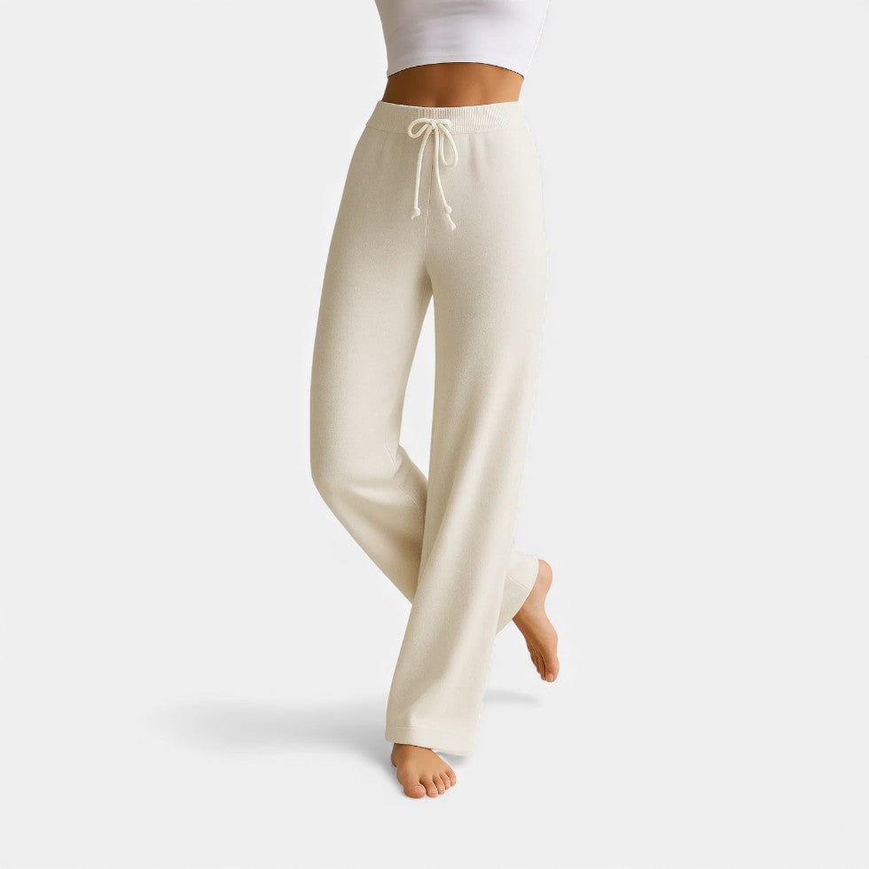 Damen Kaschmir Strickhose mit weitem Bein