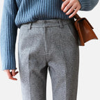 Damen Stoffhose mit Fischgrätenmuster