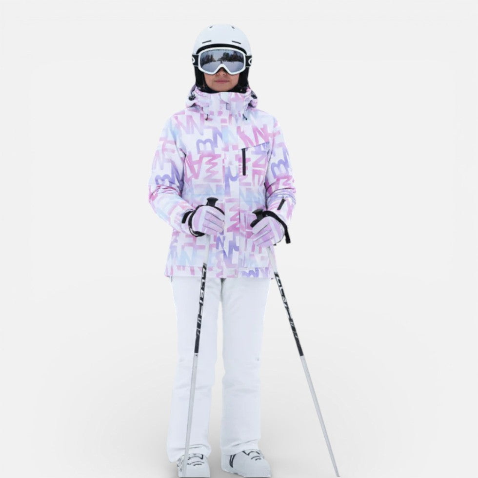 Women's ski suit with hooded jacket and ski pants