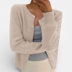 Damen Strickcardigan mit Knopfleiste und Rundhalsausschnitt