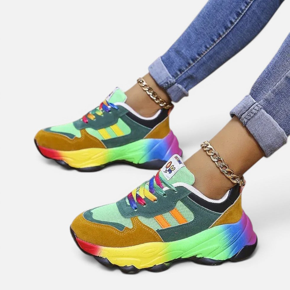 Sneakers til damer med plateausål og mesh-indsats