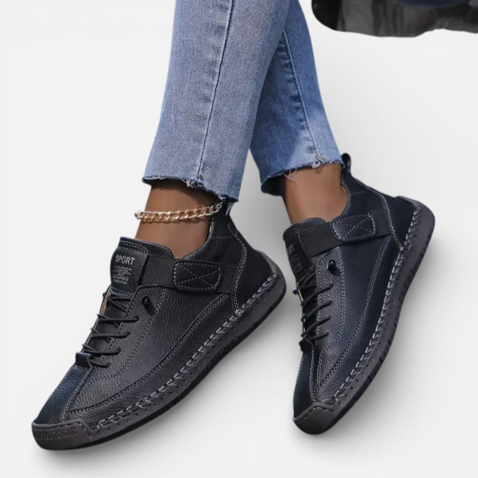 Ortopædiske damesneakers med velcro og snørebånd