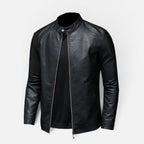 Herren Kunstlederjacke mit Stehkragen und Reißverschluss