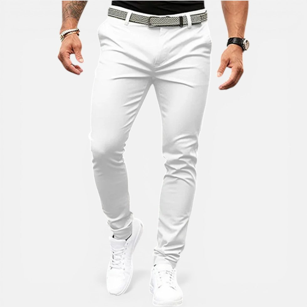 Stofbukser med slim fit og elastisk linning