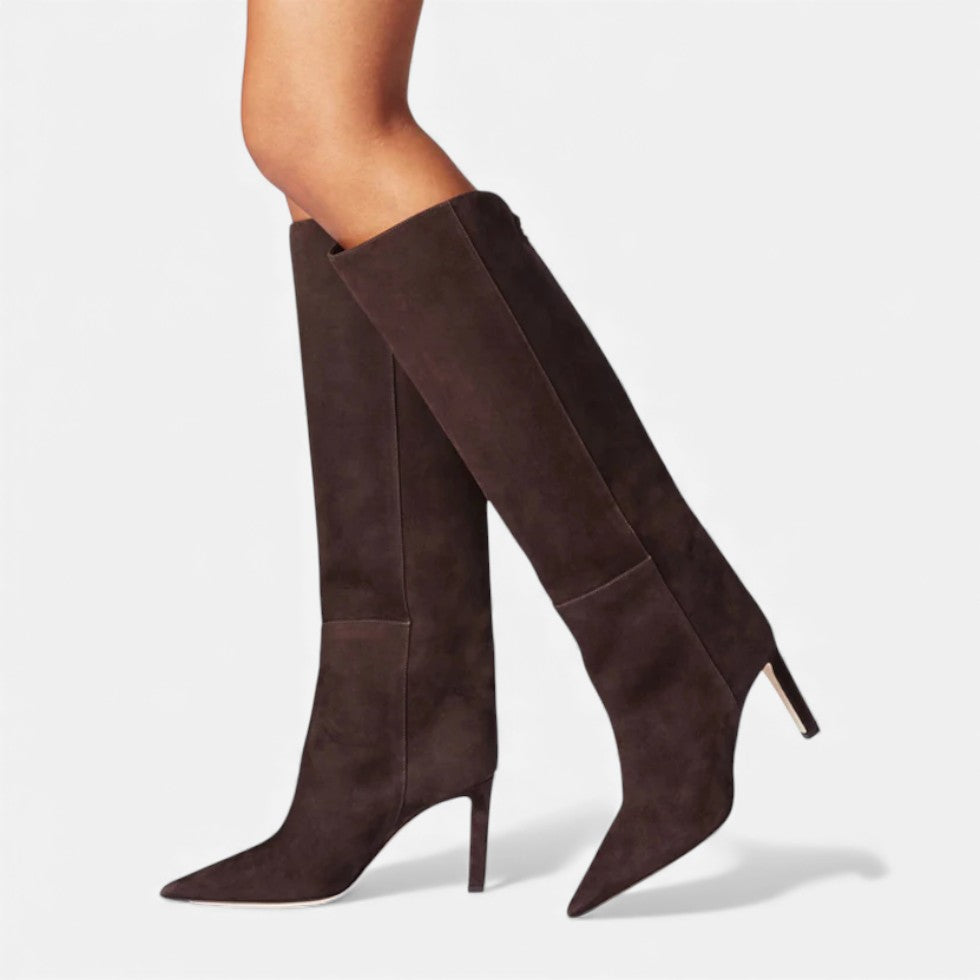 Kniehohe Stiefel Damen aus Wildlederoptik