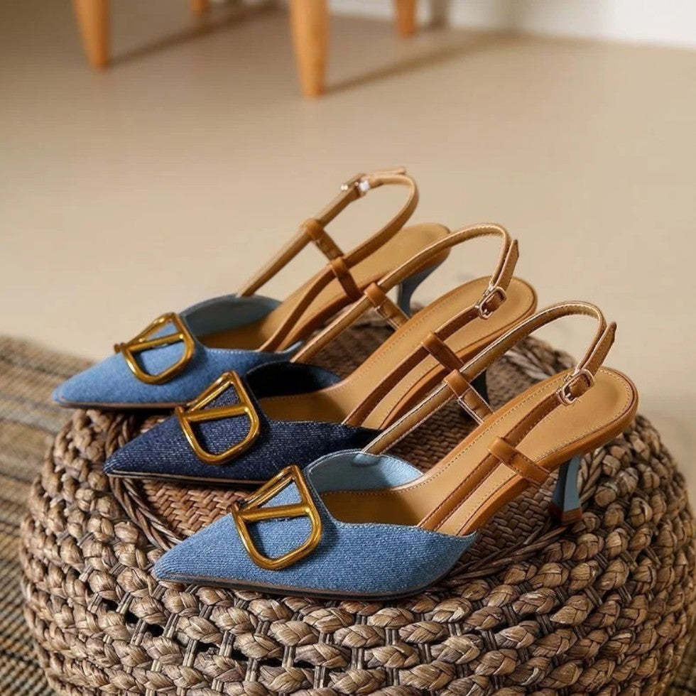 Damen Slingpumps mit zarter Riemchenform