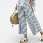 Damen Zweiteiler Set Gestreift Bluse und Hose