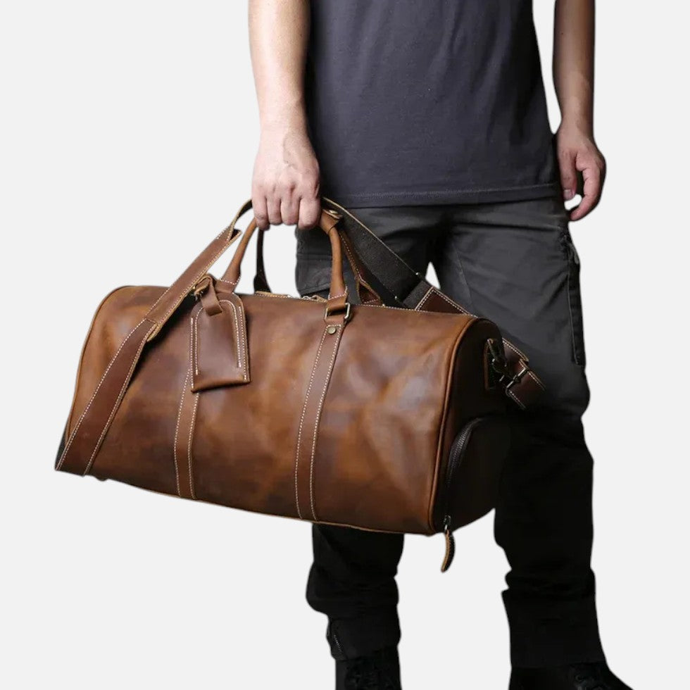 Men's leather travel bag