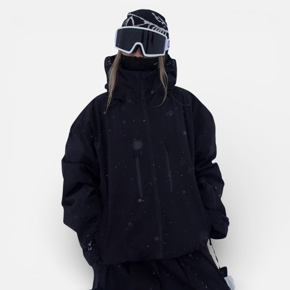 Damen Skijacke mit Kapuze und Reißverschlusstaschen