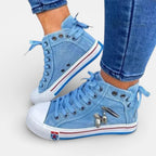 Sneakers til damer med lynlås og højt skaft