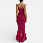 Langes Kleid mit Rüschen und schmalen Trägern