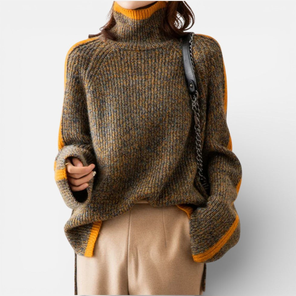 Damen Strickpullover mit Rollkragen und weitem Schnitt