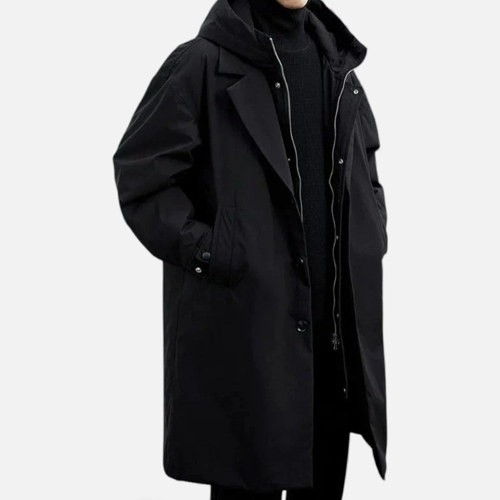 Herren Trenchcoat mit Kapuze