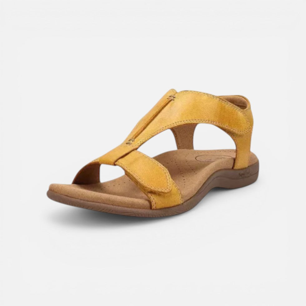 Damesandaler med velcrolukning og åben tå