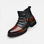 Herren Stiefeletten mit Schnallenriemen und seitlichem Reißverschluss