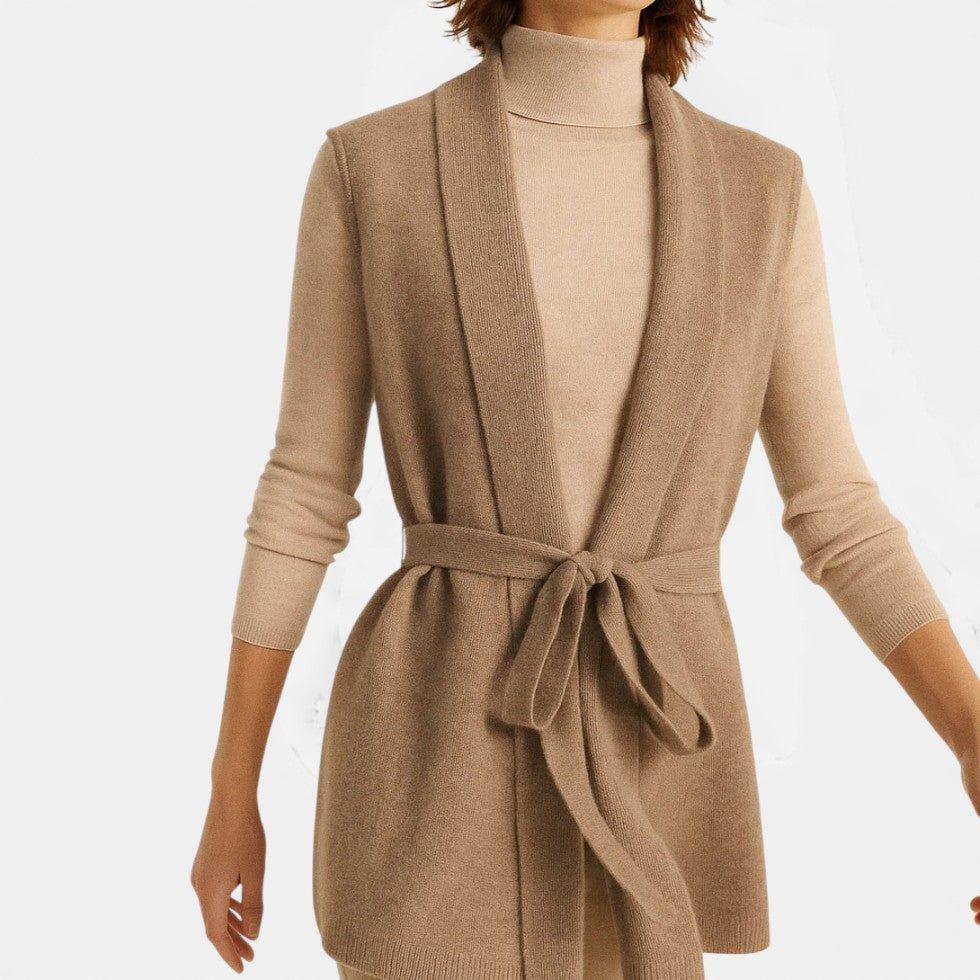 Damen Strickweste mit Bindegürtel