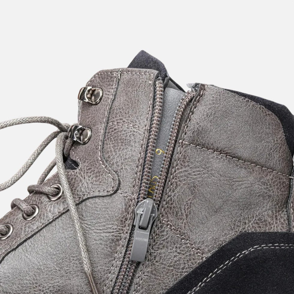 Schnürstiefeletten für Herren mit Strukturleder