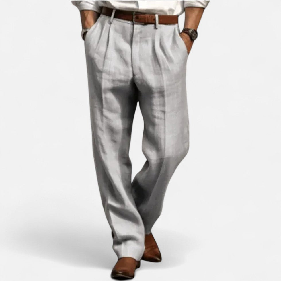 Lightweight linen pants with wide leg for men