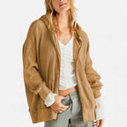 Damen Waffelstrick Kapuzenjacke