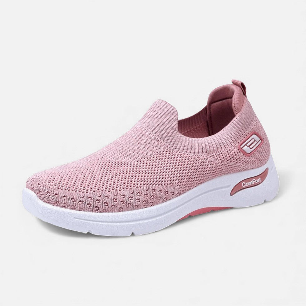 Women's slip-on shoes with breathable knit upper