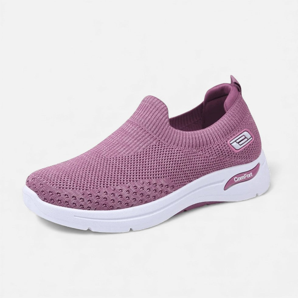 Women's slip-on shoes with breathable knit upper