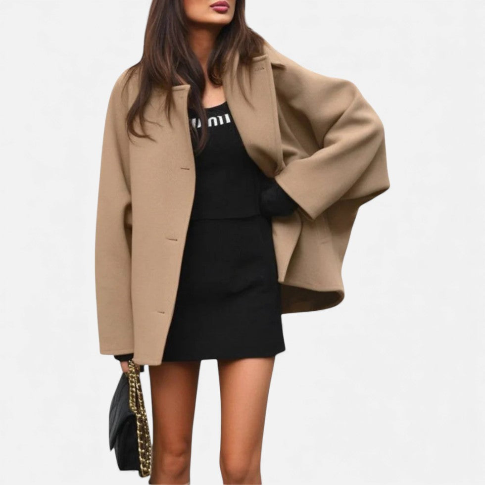 Women's Oversize Wool Coat with Loose Silhouette