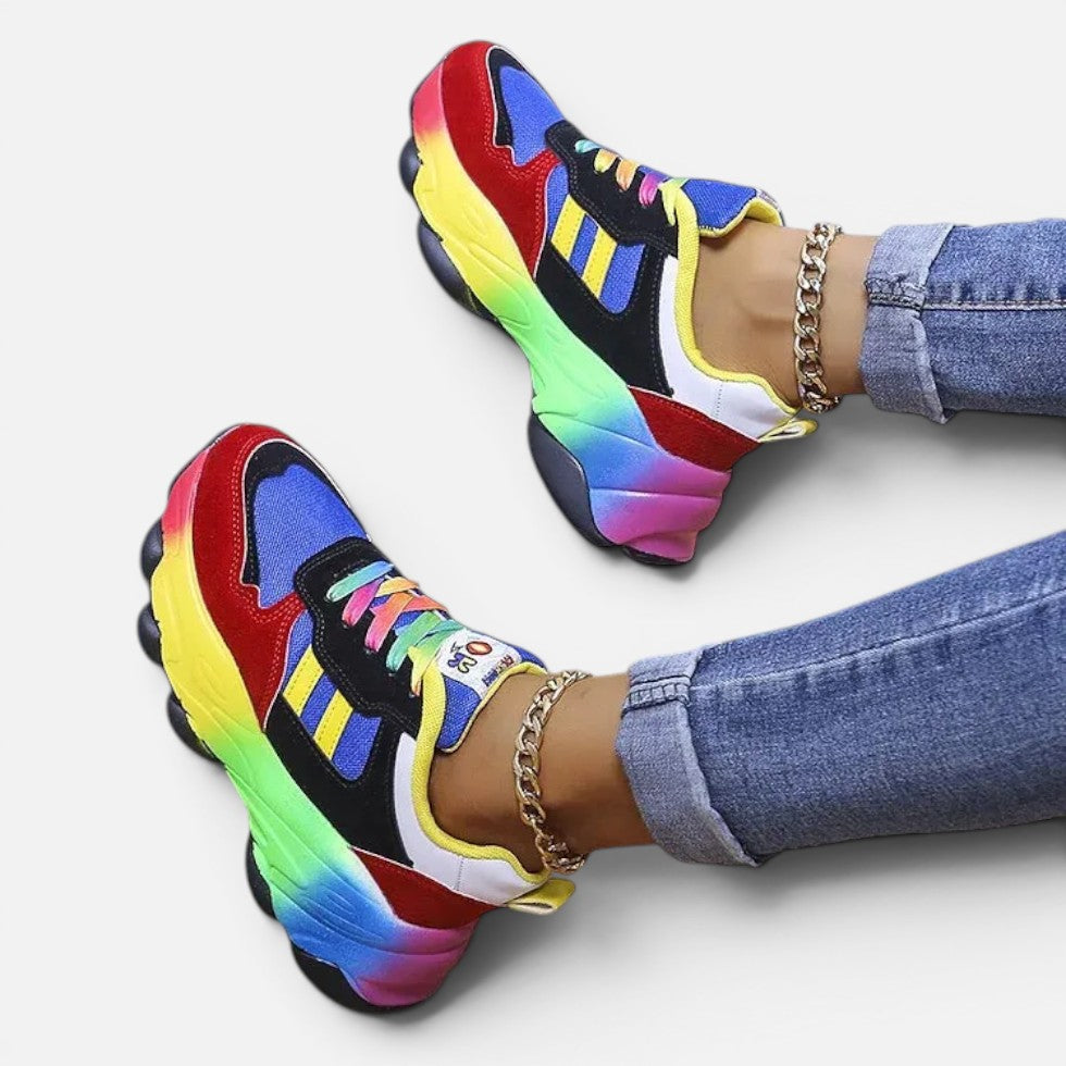 Sneakers til damer med plateausål og mesh-indsats
