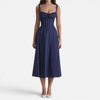 Midikleid Trägerkleid Gerafft Polyester Schlitz Saum