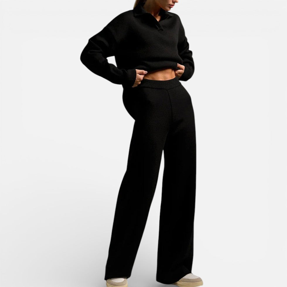 Damen Strick Set mit lockerem Pullover und weiter Hose