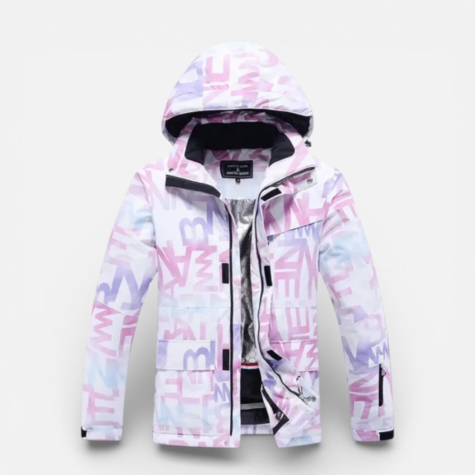 Women's ski suit with hooded jacket and ski pants