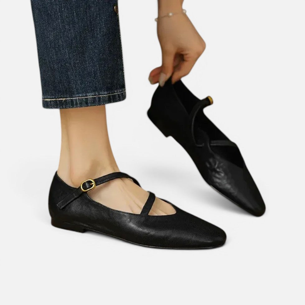 Orthopädische Ballerinas Riemchen Rundspitze