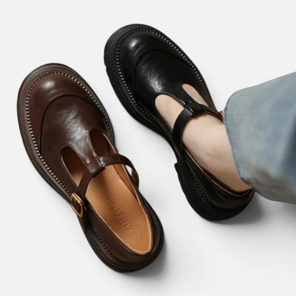Orthopädische Mary Jane Schuhe mit Riemen und Profilsohle