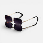 Randlos Sonnenbrille Rechteckige Form Metallgestell Getönte Gläser