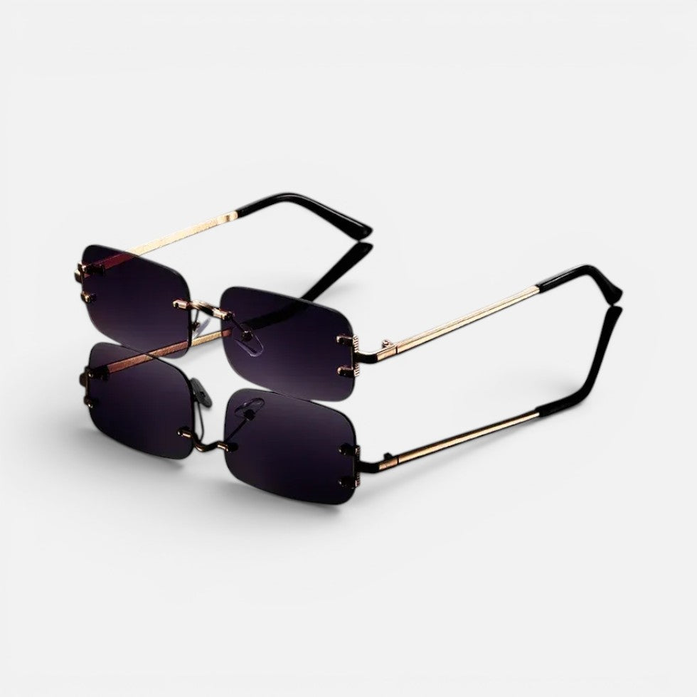 Randlos Sonnenbrille Rechteckige Form Metallgestell Getönte Gläser