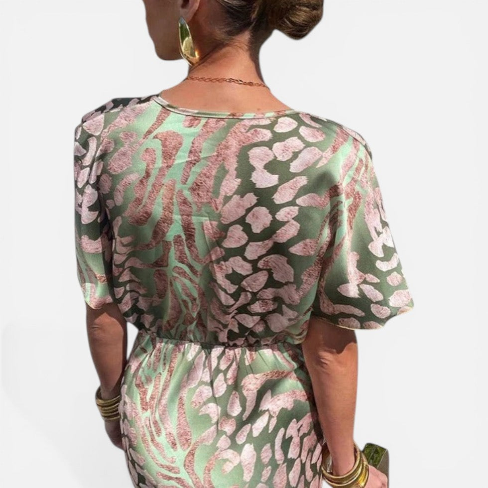 Maxikleid mit V Ausschnitt und Wickeldesign