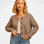 Damen Strickjacke mit Knöpfen Eleganter Cardigan