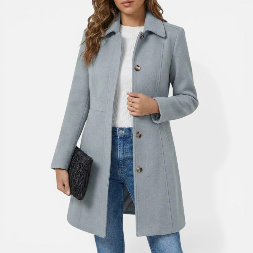 Damen Mantel mit Knopfleiste und tailliertem Schnitt