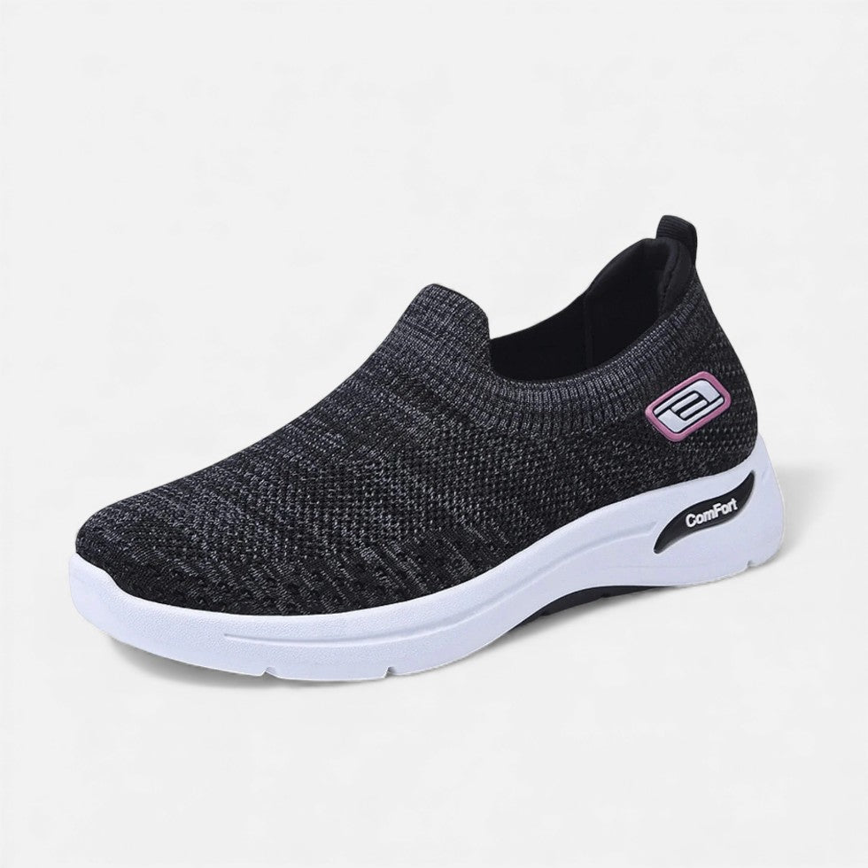 Women's slip-on shoes with breathable knit upper