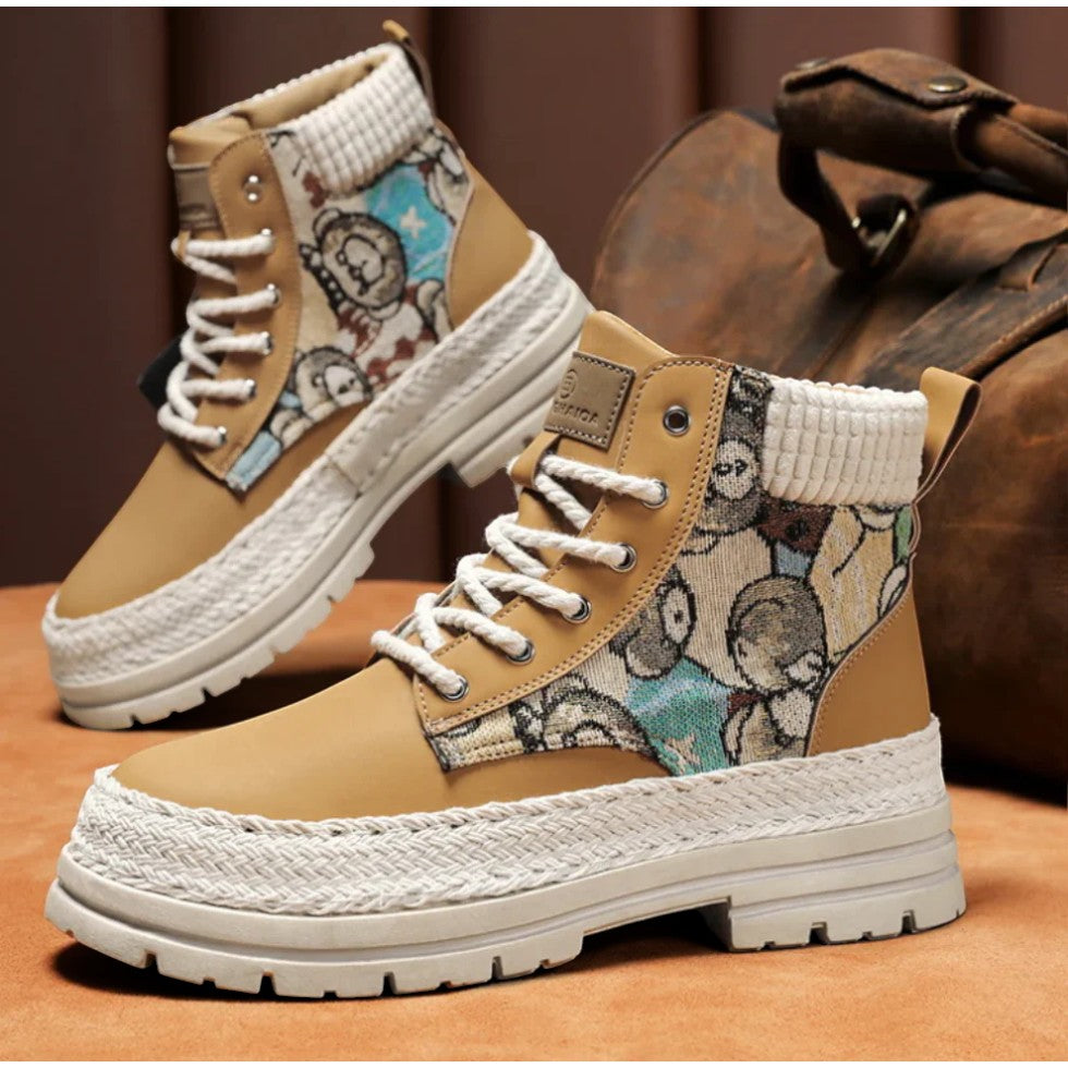 Herren Schnürstiefel mit Textilakzenten