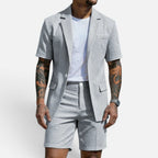 Zweiteiler Struktur Kurzarm Sakko Shorts Set