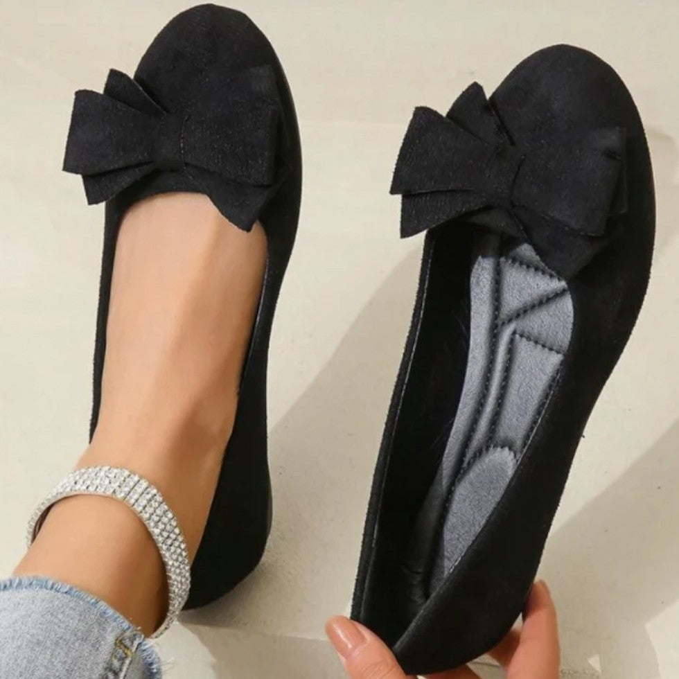 Damen Ballerinas mit Schleifendetail und flacher Sohle