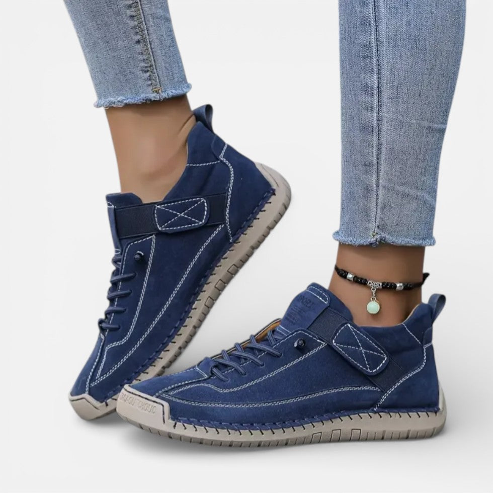 Ortopædiske damesneakers med velcro og snørebånd