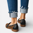 Orthopedic Women's Loafers with Leopard Print and Pointed Shape